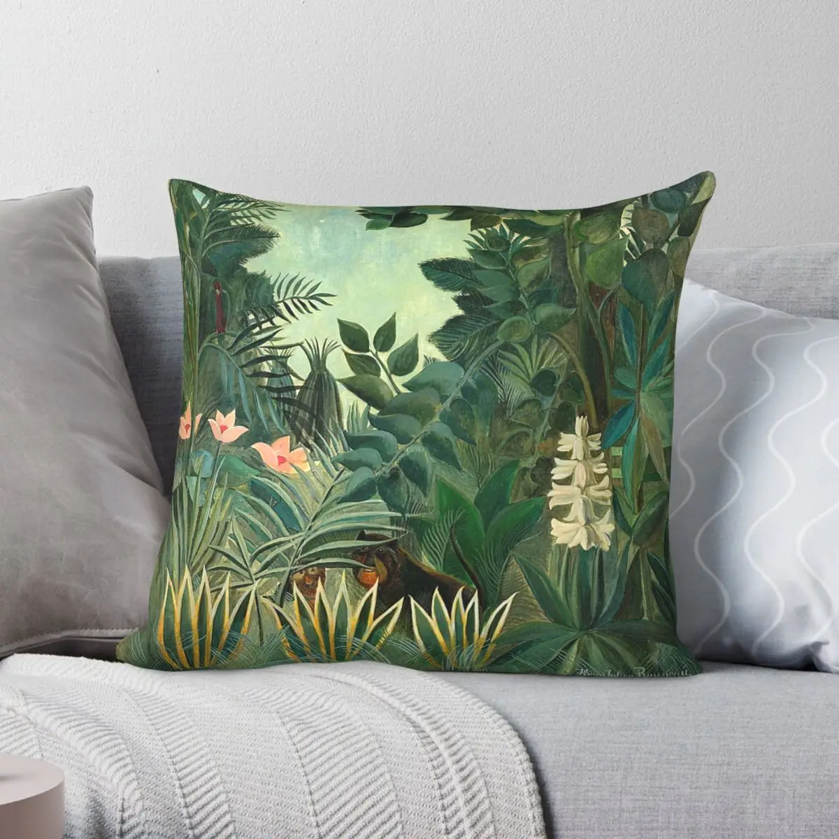 Henri Rousseau The Equatorial Jungle Pillowcase Polyester Linen Velvet Pattern Decor Throw Pillow Case Sofa Seater Cushion Cover