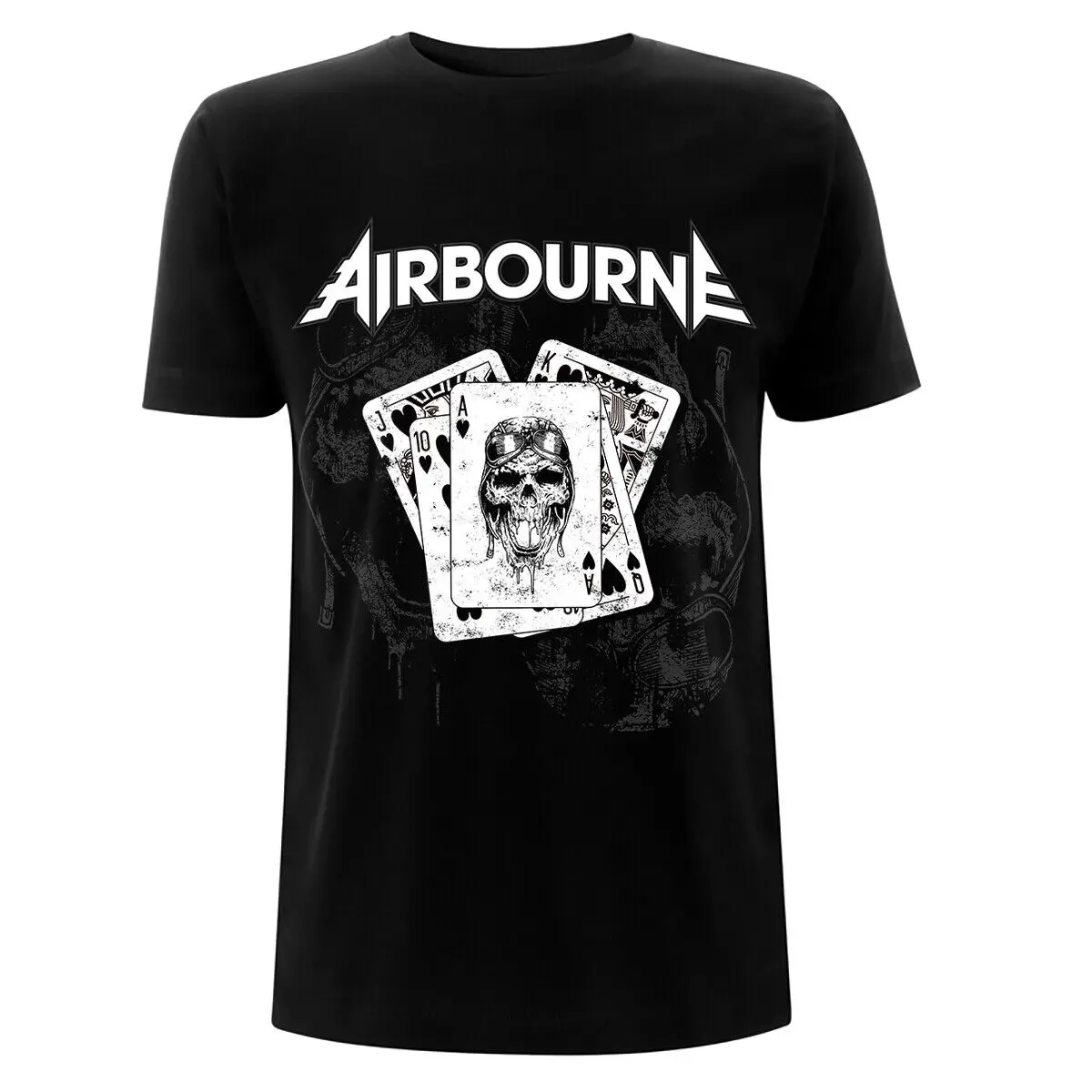 Airbourne Playing Cards Black Official T Shirt Mens