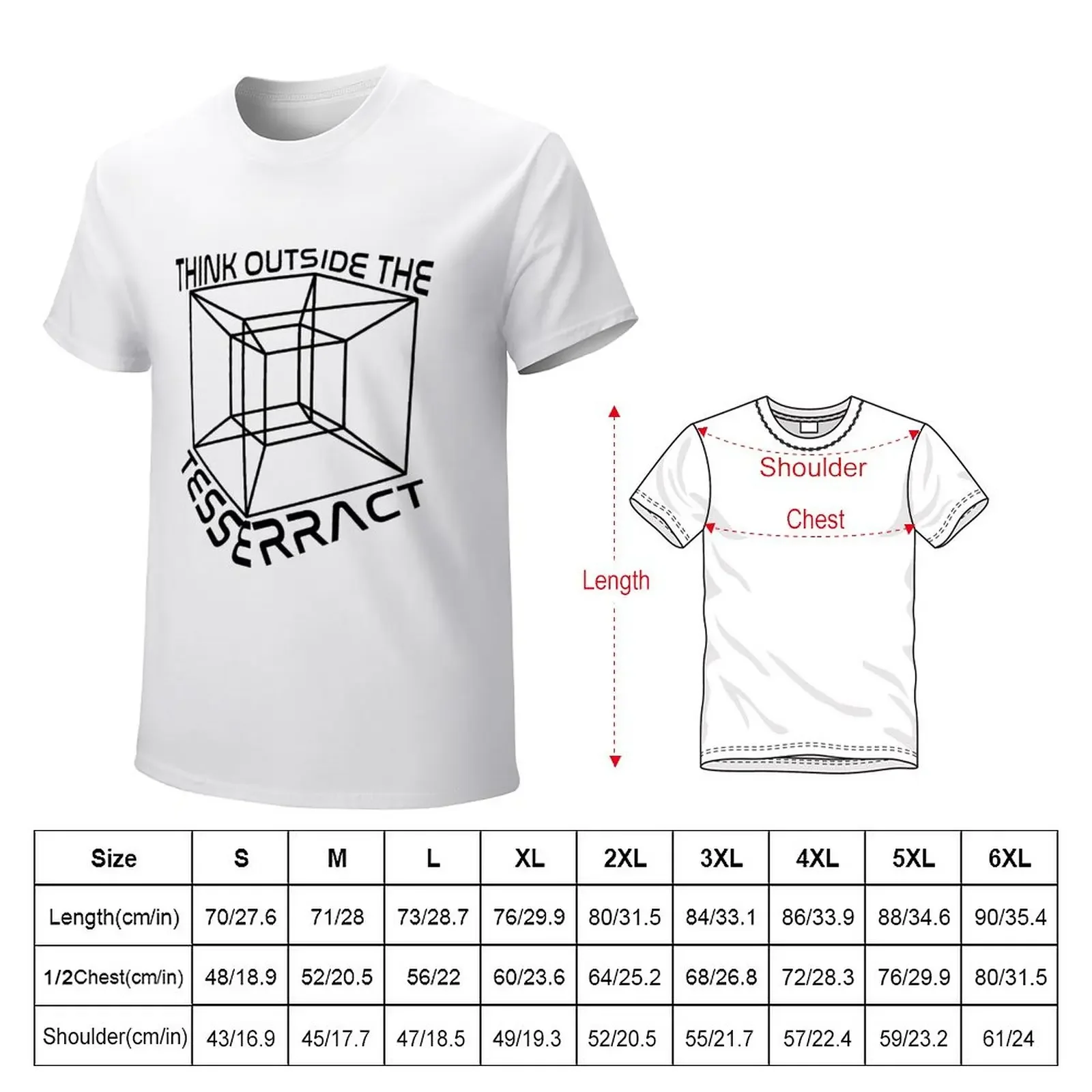 Think Outside the Tesseract Hypercube Math Teacher Student Gift Black Text T-Shirt quick drying Men's t-shirt