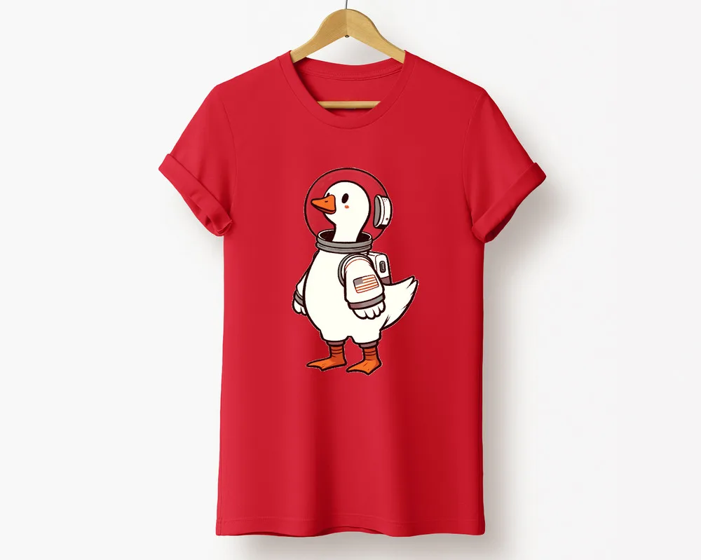 Astronaut Duck, Cute, Goose Lover, Birthday Gift, Funny, Animals T-Shirt Y2K tops Unisex Summer Short Sleeve