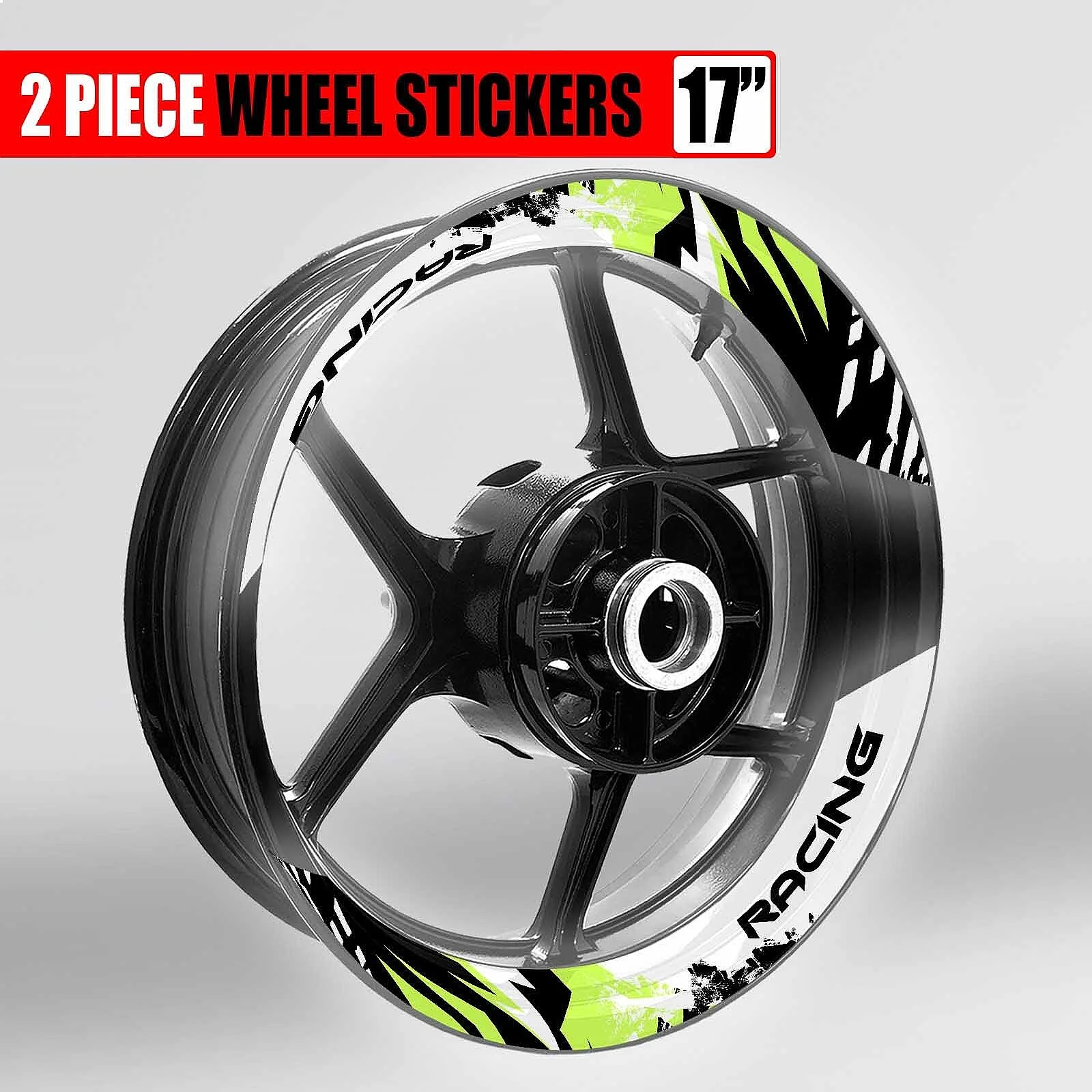 S05W Light Green 2-Piece Rim Decals Wheel Stickers For ER6N 09-17 Motorcycle Accessories