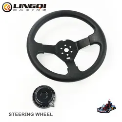 LINGQI 13 Inch 300mm Leather Drift Sport Steering Wheel Racing For Off Road Sport Kart Karting Refitted Parts Deep Dish Grip