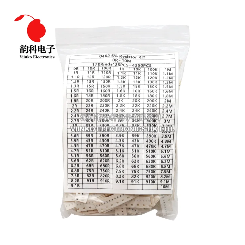 Kit surtido de resistencias de Chip SMD, conjunto de muestras de resistencia 0R - 10M ohm, 0402, 0603, 0805, 1206, 170 valores, 5%