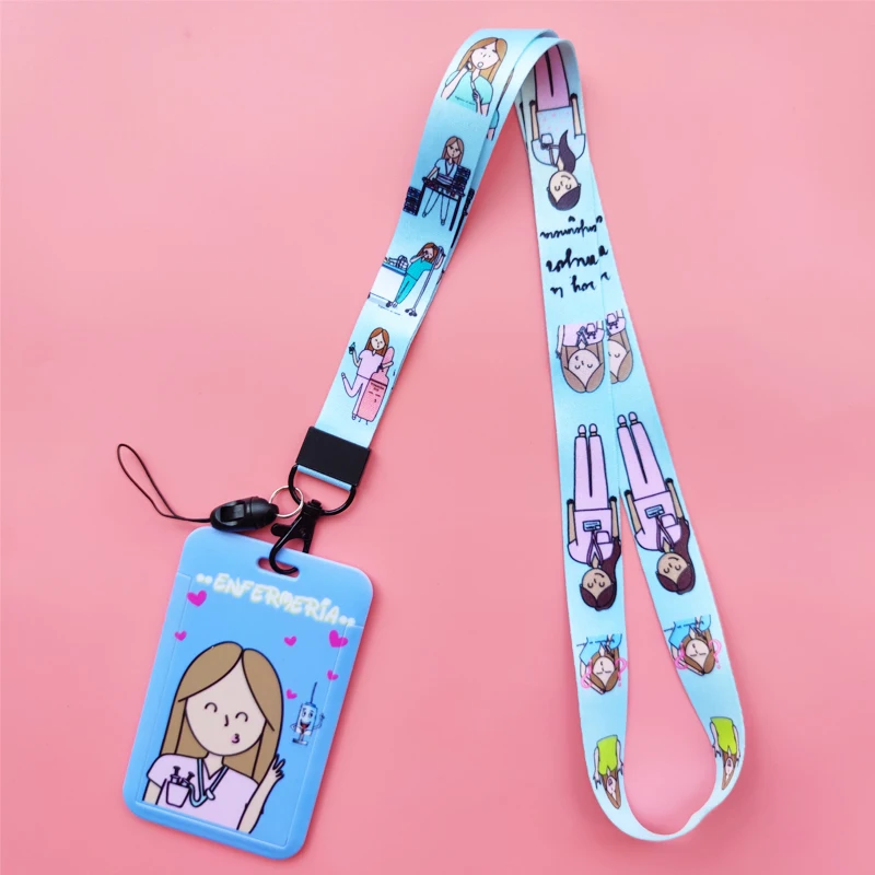 Hospital Nurse Blue Card Holder Lanyard Doctor Neck Strap Credit Card Case ID Badge Holders Credentials Retractable Clip yoyo