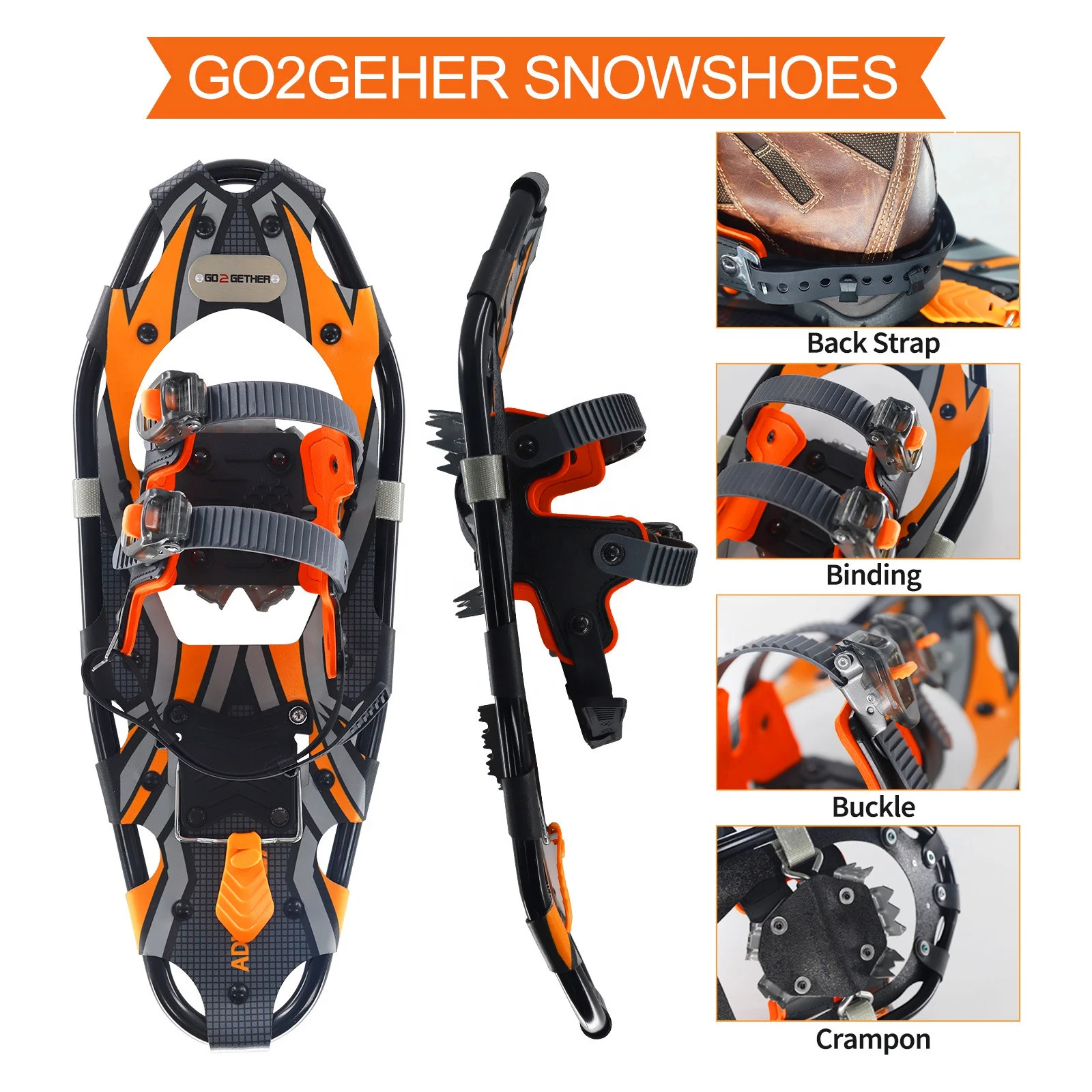 Anti-skid Snow Boots for Skiing, Aluminum Ski Skates, Hunting Accessory, Outdoor, Cross-country Snowshoes, Hiking and Snowshoes