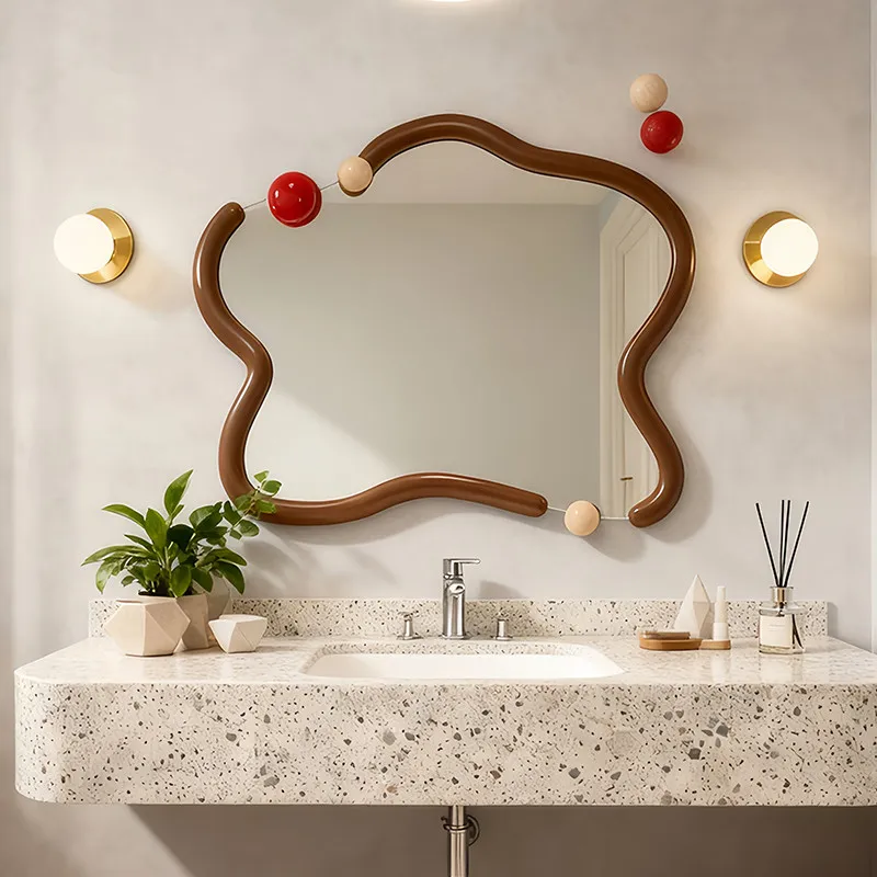 Modern Art Mirror Irregular Asymmetrical Funky Hanging Cute Aesthetic Vanity Mirror Decoration Bedroom Spiegels Home Products