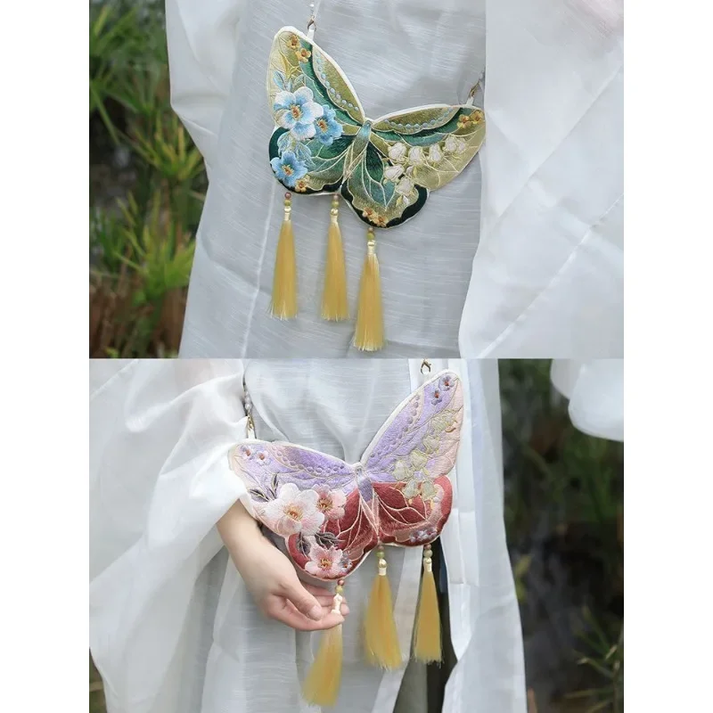 Improved Traditional Chinese Flower Embroidery Tassel Butterfly Hanfu Bag for Women Original Crossbody Bag Hanfu Accessories