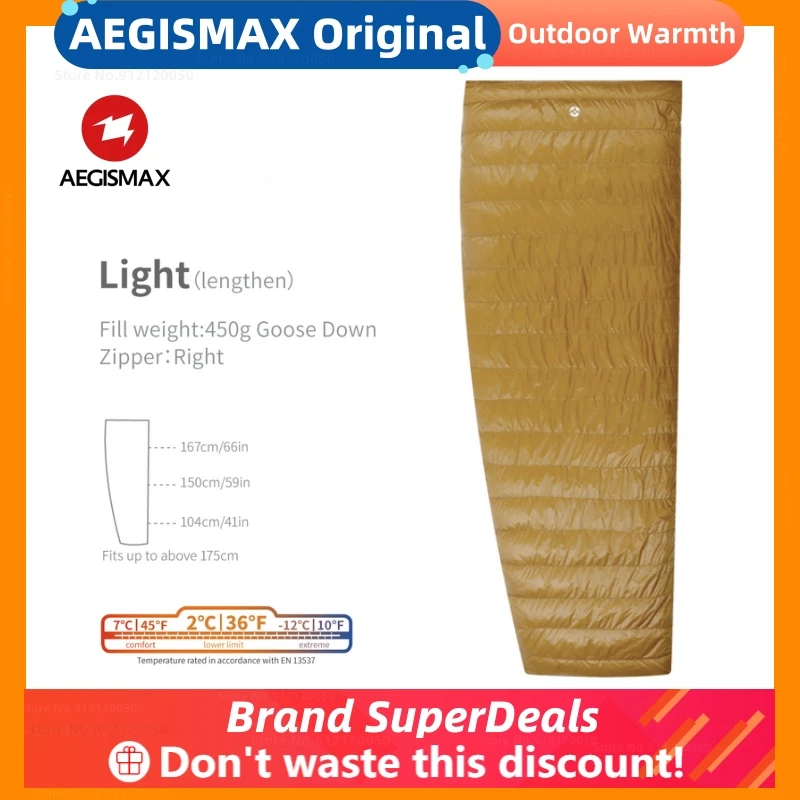 

AEGISMAX LIGHT 800FP Sleeping Bag Outdoor Camping White Goose Down Envelope Sleeping Bag Adult Nylon Ultralight Camp Portable