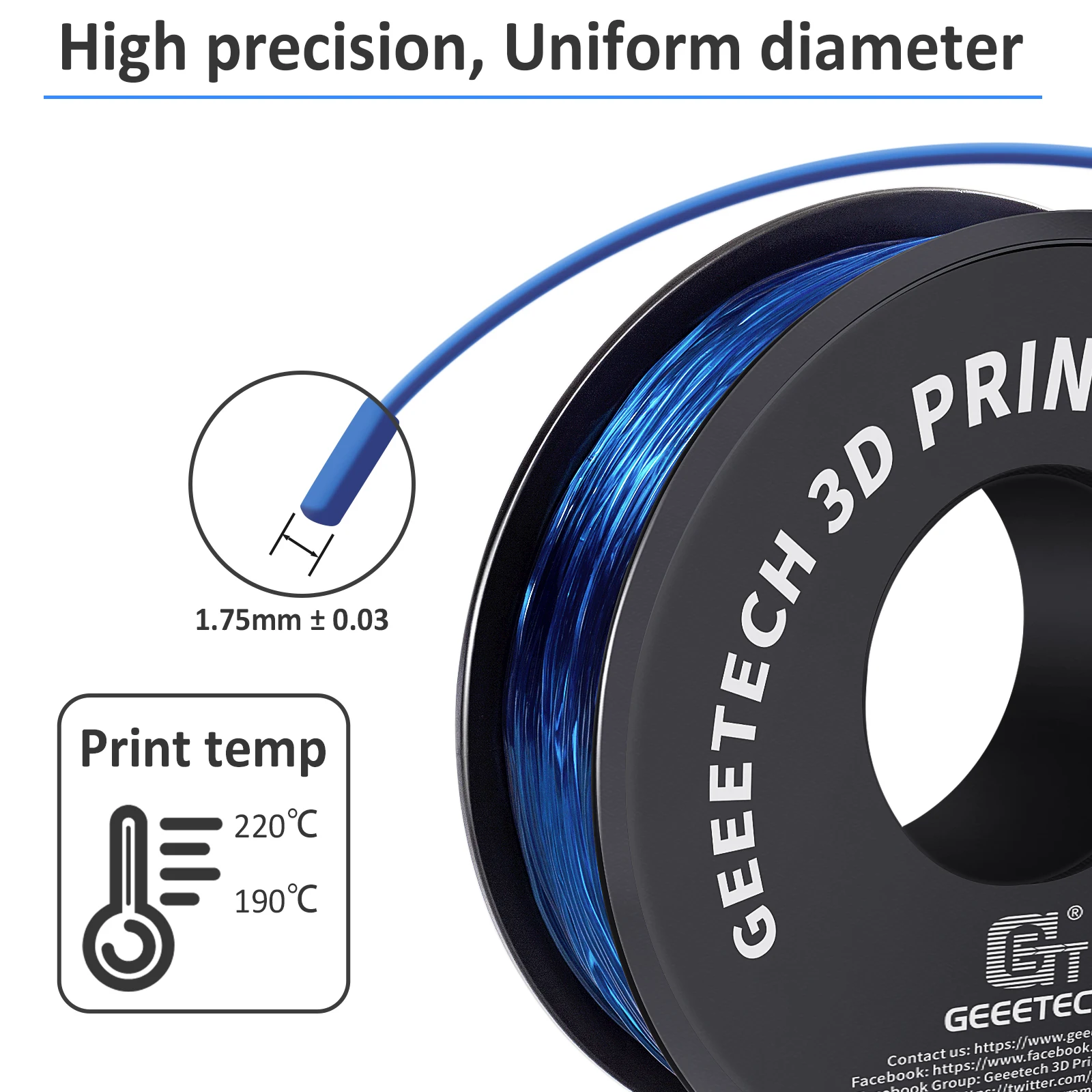 GEEETECH 10Kg TPU 3D Printer Filament material 1kg 2.2LBS/Spool 1.75mm Plastic Vacuum Packaging Non-Toxic Shore Hardness 95A