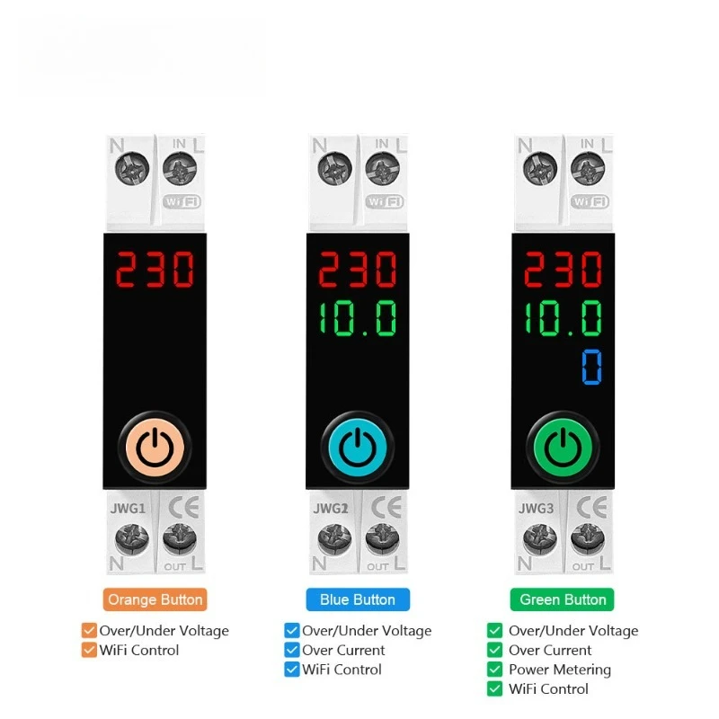 WiFi Smart Remote Control Circuit Breaker Timing Voice Control Zero‑fire Version Over‑under Voltage Protection Power Display