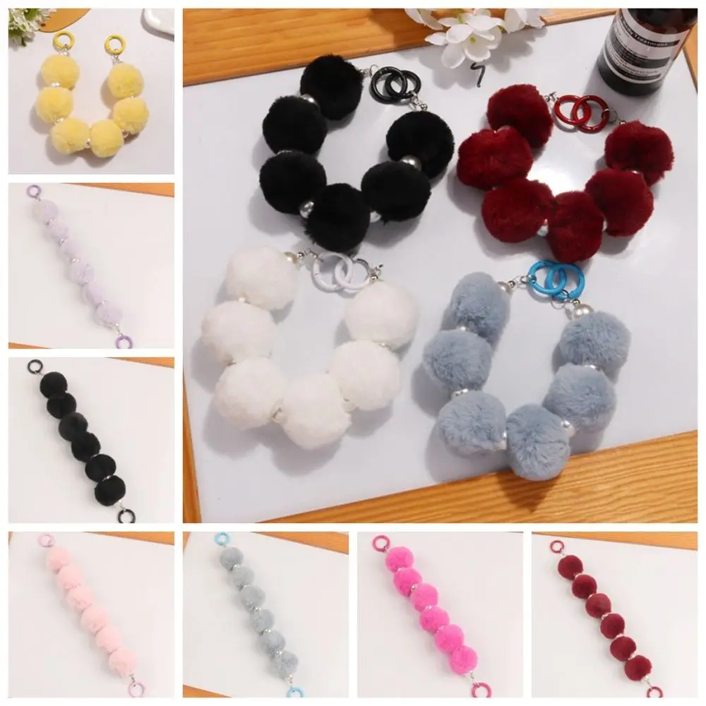 Anti Lose Sling Plush Hairball Mobile Phone Chain Candy Color Colorful Phone Strap Wrist Hairball Pendant Plush Hairball Fashion