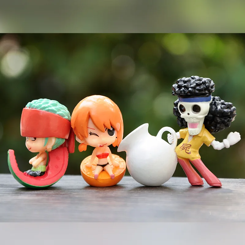 9개입 애니메이션 원피스 시리즈 인형 밀짚모자 루피 소형 액션 피규어 장난감 DIY 미니어처 장식품