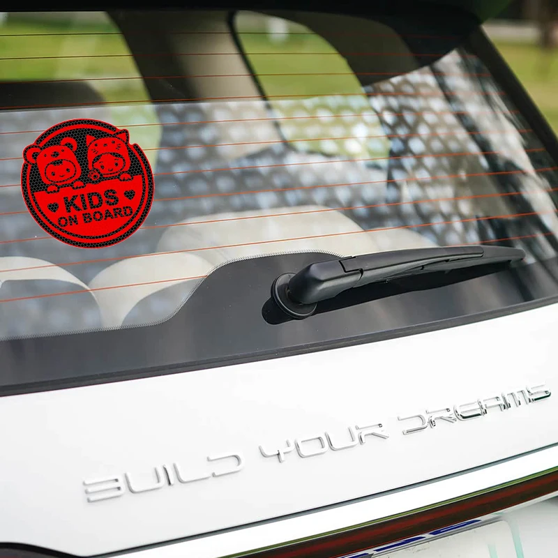 Baby On Board Car Decal Reflective Sticker Cartoon Safety Warning Rear Window Waterproof Night Visible Fit Toyota Honda BMW view 3