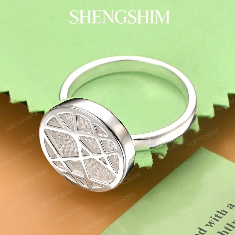 SHENGSHIM 925 Sterling Silver Round Openwork Ring For Women Girls Fashion Jewelry Engagements Weddings Birthdays Party Gift