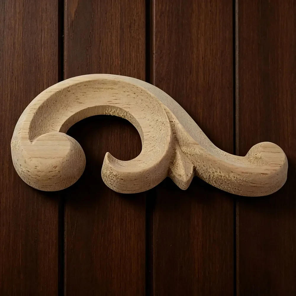 10PCS Floral Wood Carved Wooden Figurines Crafts Corner Appliques Frame Wall Woodcarving Decor Furniture Decorative Figurines
