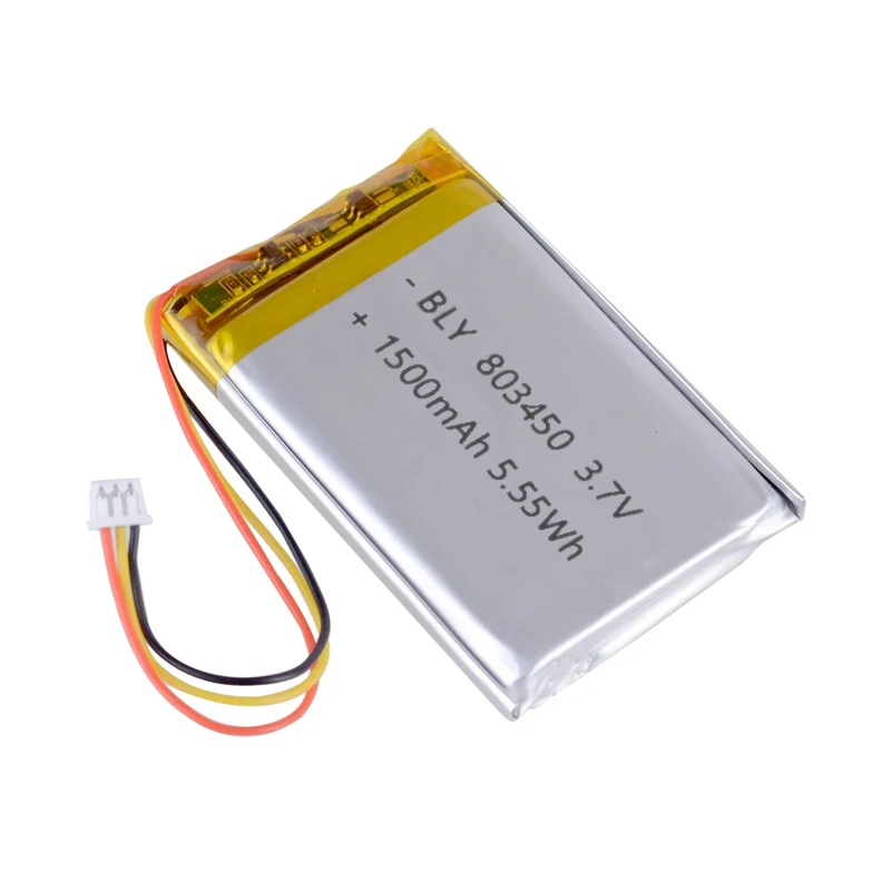3.7 فولت 1500 مللي أمبير ليثيوم بوليمر يبو بطارية قابلة للشحن مع PH 1.25 مللي متر 3pin موصل ل MP3 DVD كاميرا باد GPS المحمول 803450