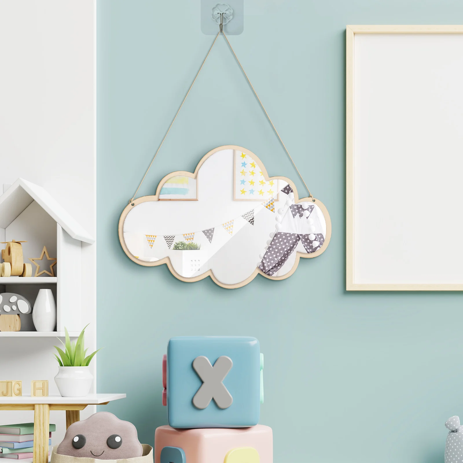

Wooden Children Mirror Acrylic Unbreakable Shatterproof Kids Room Bedroom Nursery Decor Safe Non Glass Cloud Shape First Surface