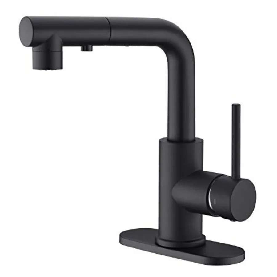 Grifo de cocina negro con rociador extraíble para fregadero, diseño de acero inoxidable negro mate con una sola manija, instalación de 3 o 1 orificio
