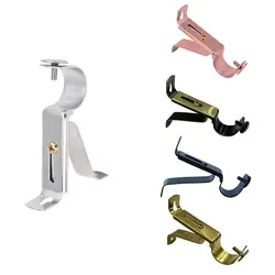 Metal Adjustable Curtain Rods Bracket Hanger Hook Rod Support Holders Clamp Crossbar Fixing Clip Wall Hooks Organizer