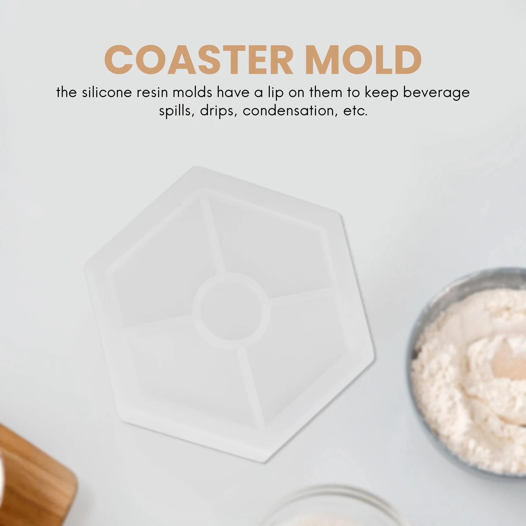 ABJS 8 Pack Hexagon Silicone Coaster Molds Silicone Resin Mold, Epoxy Molds for Casting with Resin, Concrete, Cement