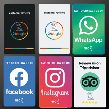 범용 NFC 구글 검토 카드, 인스타그램, 페이스북, 안드로이드, 아이폰용 탭, 소셜 비즈니스 검토 카드 작성