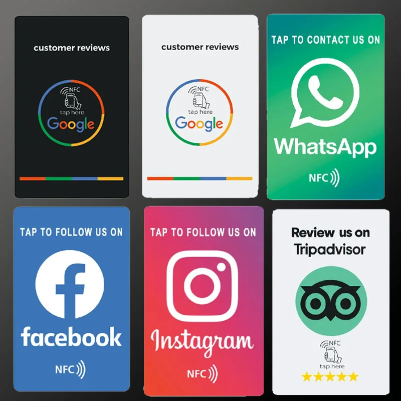 범용 NFC 구글 검토 카드, 틱톡, 안드로이드 및 아이폰용 탭, 소셜 비즈니스 검토 카드 작성 