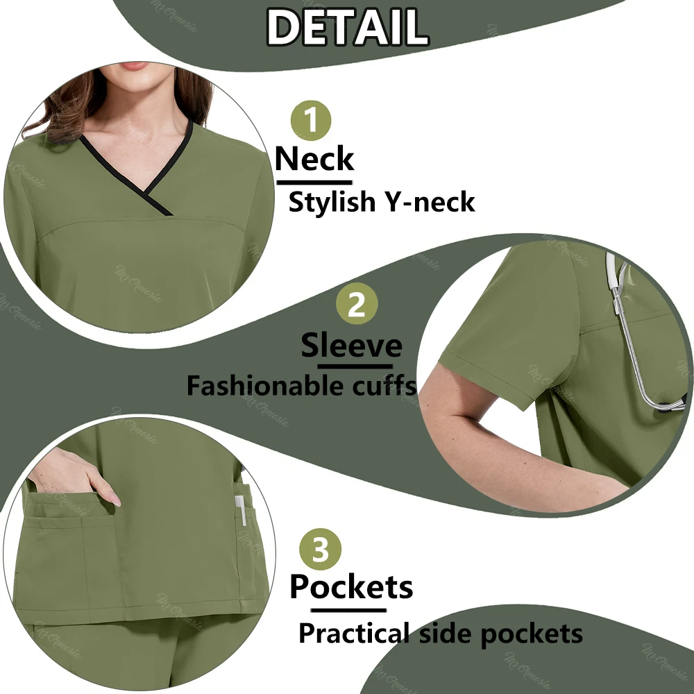 Multicolor Medical Scrub Ternos para Mulheres Roupas de Trabalho de Beleza Uniformes de Cirurgia Hospitalar Clinical Scrubs Set Acessórios Dental Suit