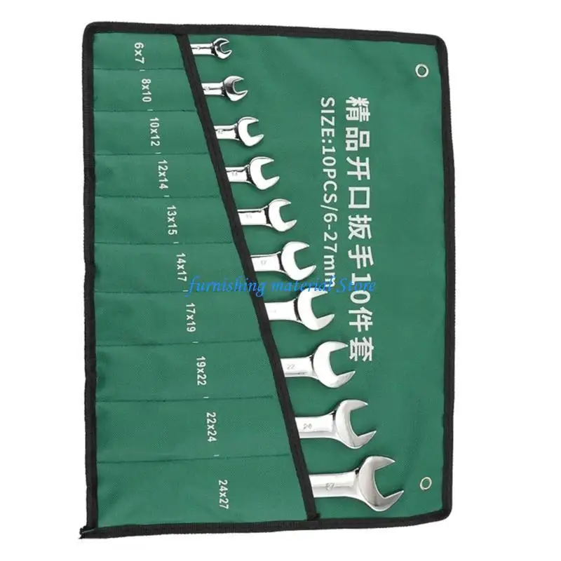 Y5GD Completing Wrench Collection Mirror Finish Open End Tools 8/10Pcs with Convenient Carry Bag Double Head Spanner Tools