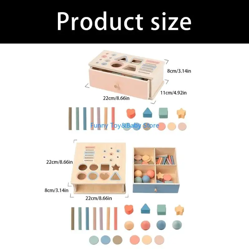 Geometryczne drewniane pudełko do sortowania kolorów. Zabawka edukacyjna dla małych dzieci z drewna C90B