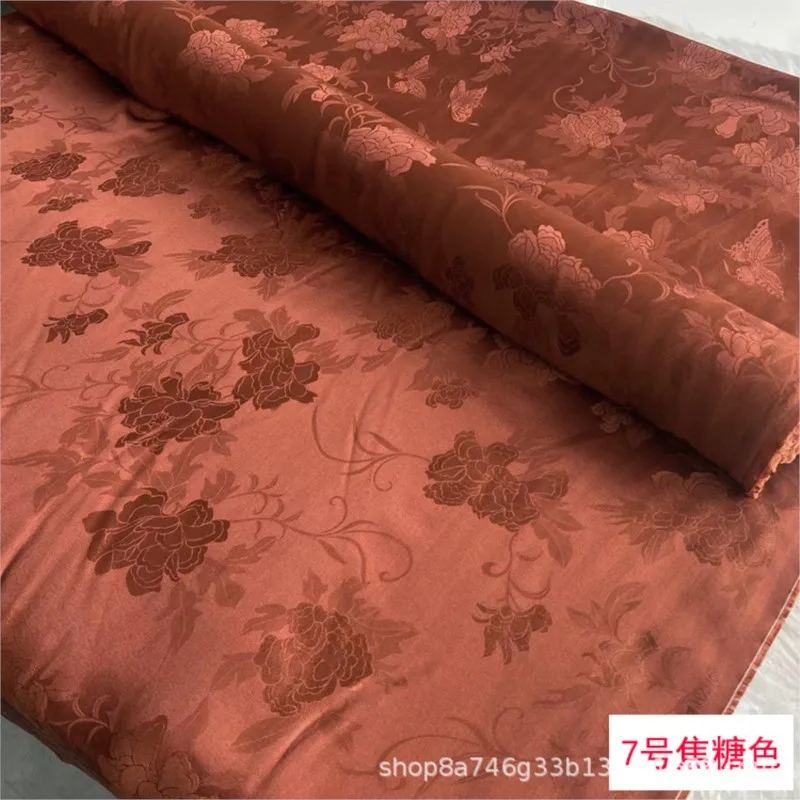 Jacquard satin cheongsam Hanfu silk fabric Summer clothing dress