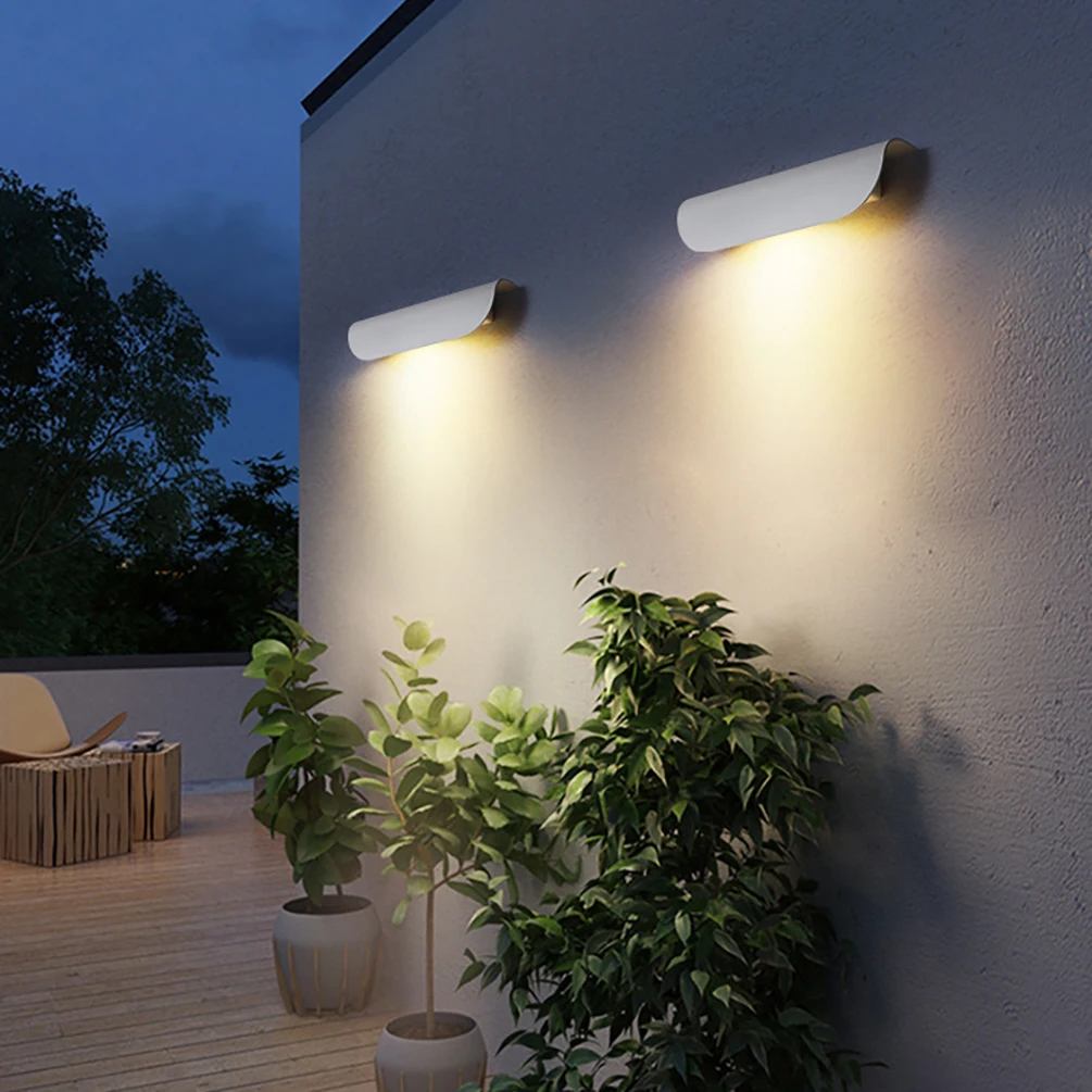 Imagem -02 - Lâmpada de Parede Led Impermeável para Varanda e Jardim Estilo Minimalista Moderno Escudo Preto e Branco Luzes de Alumínio Interior e Exterior Ip65 Ac85265 v 9w