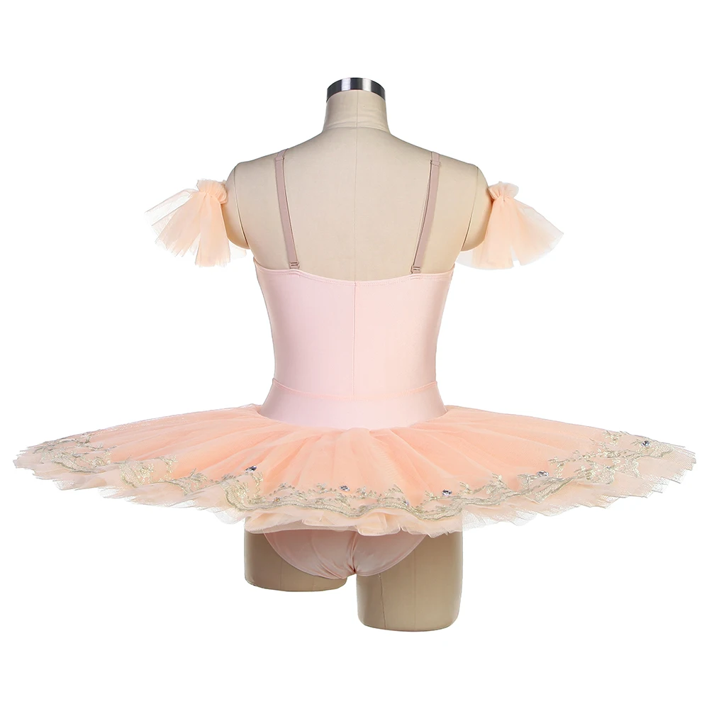 Dance Favourite Ballet Tutus BLL557 Pre-professional Ballet Tutu with Gold Trims Perforamcne Ballet Tutu Pale Pink Tulle Tutu