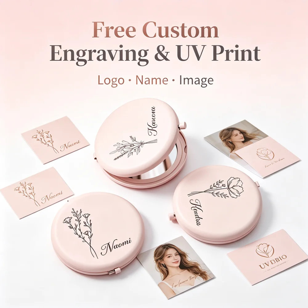 Free Personalized Logo Makeup Mirror Custom Pocket Mirrors Travel Mirror Portable Makeup Mirror Wedding Favor Decorative Mirrors
