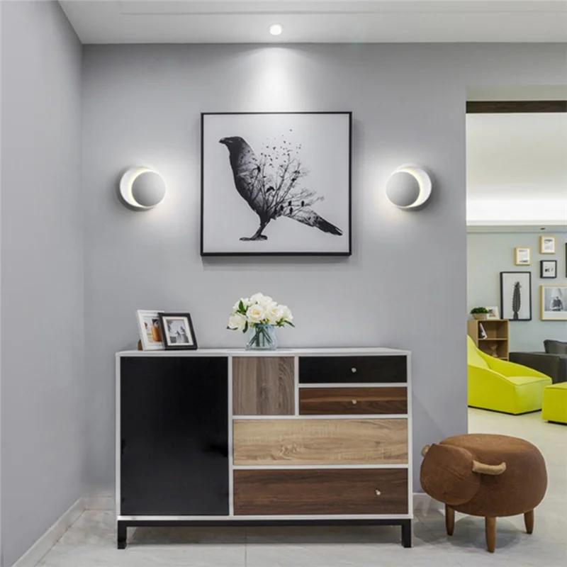 BAAJ-5W LED مصابيح الحائط الحديثة 350 درجة تدوير مصباح الجدار 85-265 فولت 3 لون ضوء مبدل لغرفة المعيشة وغرفة النوم #5