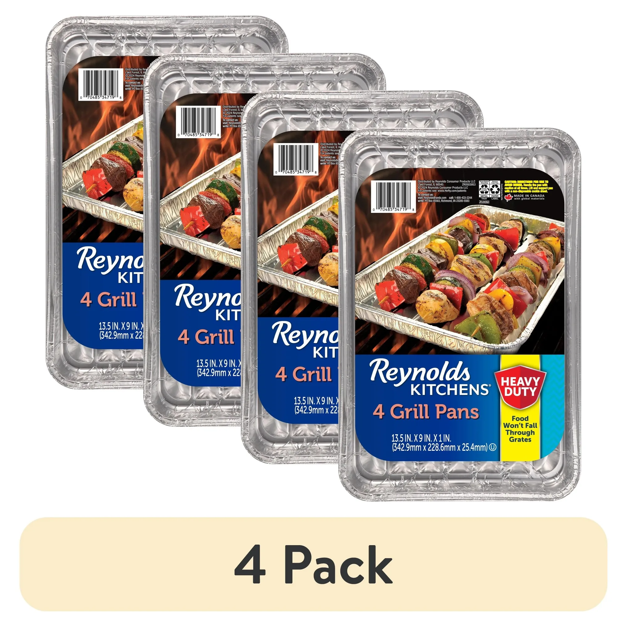 

(4 pack) Grill Pan, Slotted Aluminum Grill Pans, 13.5 x 9 inch, 4 Count