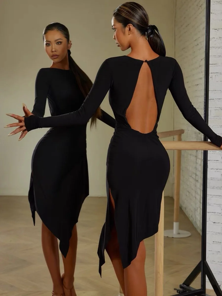 ZYM Dancewear Costume Abito Abiti da pratica di danza latina ad alto senso con biancheria intima