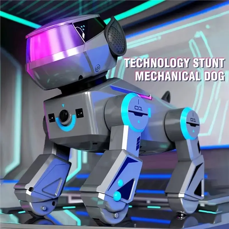 BEDW-Ai Smart Robot Dog Gesture Touch Screen Remote Control Bluetooth Speaker Song Programmable Cool Lighting Toy For Kids Age