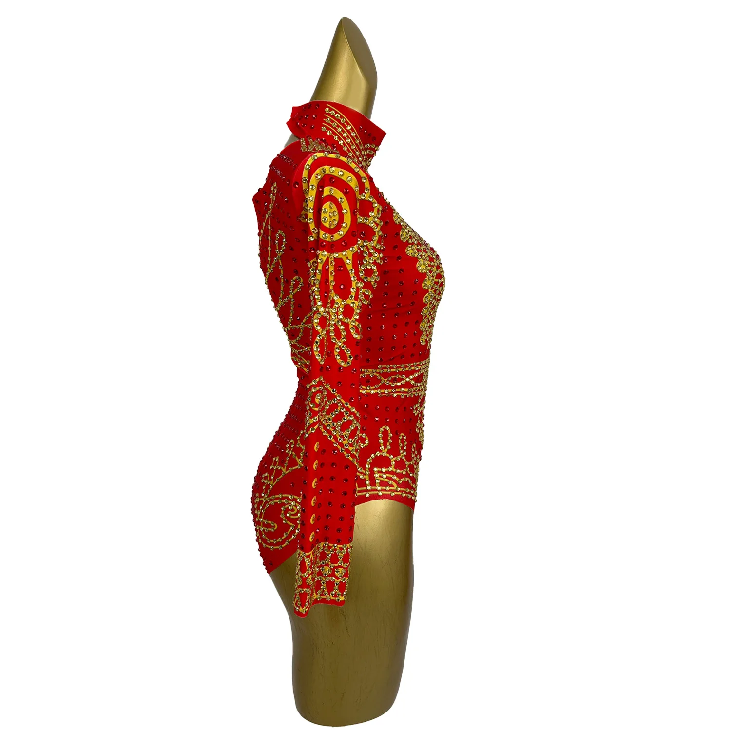 Sexy Sparkly Red Crystals Leotard Nightclub Birthday Celebrate Rhinestones Bodysuit Dance Costume Stage Photoshoot Wear Napolun