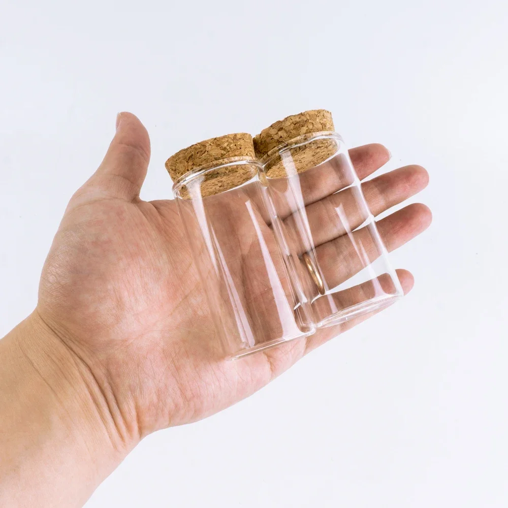 6pcs/Lot 70*37mm 50ml Small Glass Bottles Stopper Corks Crafts Jars Mini Transparent Empty DIY Glass Vial Bottles Tiny Jars