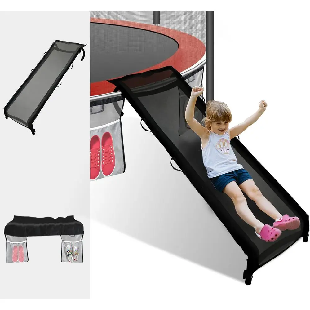 

Скользящая лестница-горка Tpoline из США, простая в сборке, сверхпрочная стальная, для детей, для подъема и спуска/черная, с подставкой