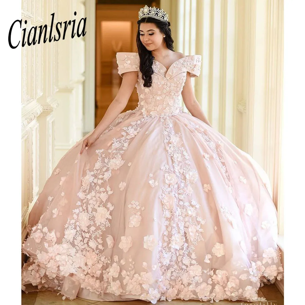 Vestido De princesa rosa para quinceañera, vestido De fiesta con apliques De lentejuelas y Espalda descubierta, 16 Vestidos De 15 Años, 2022