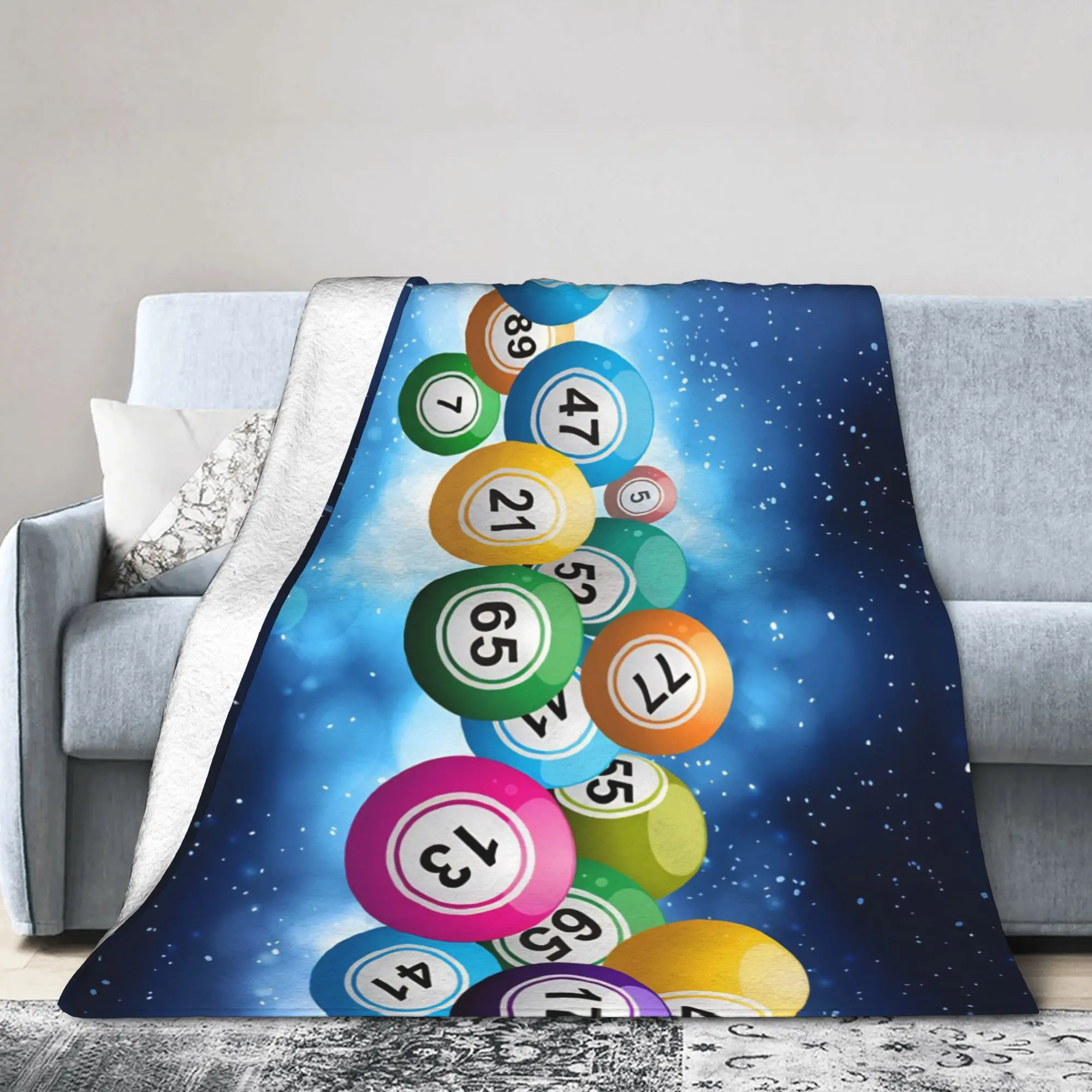 Bingo Balls Paper Game Blanket Flannel Printed  Breathable Ultra-Soft Bedding Throw Blankets for Couch