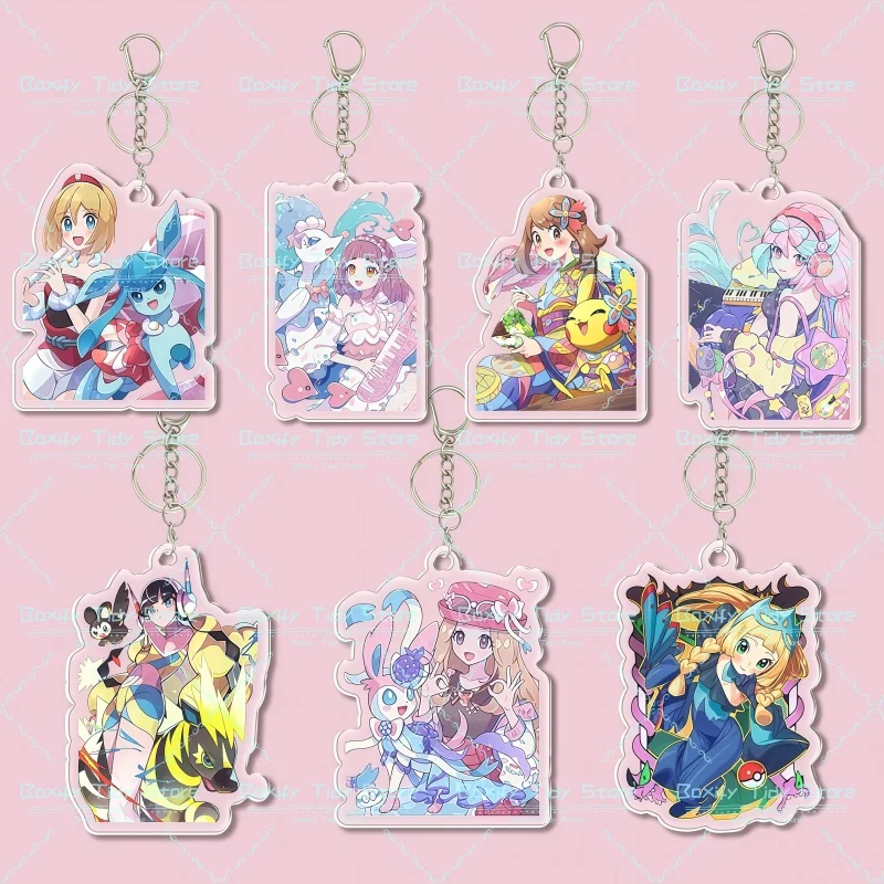 Cute Anime Trainer & Fairy Type Companion Acrylic Keychain - Kawaii Cartoon Character Pendant for Bag,Car Key Perfect Gift