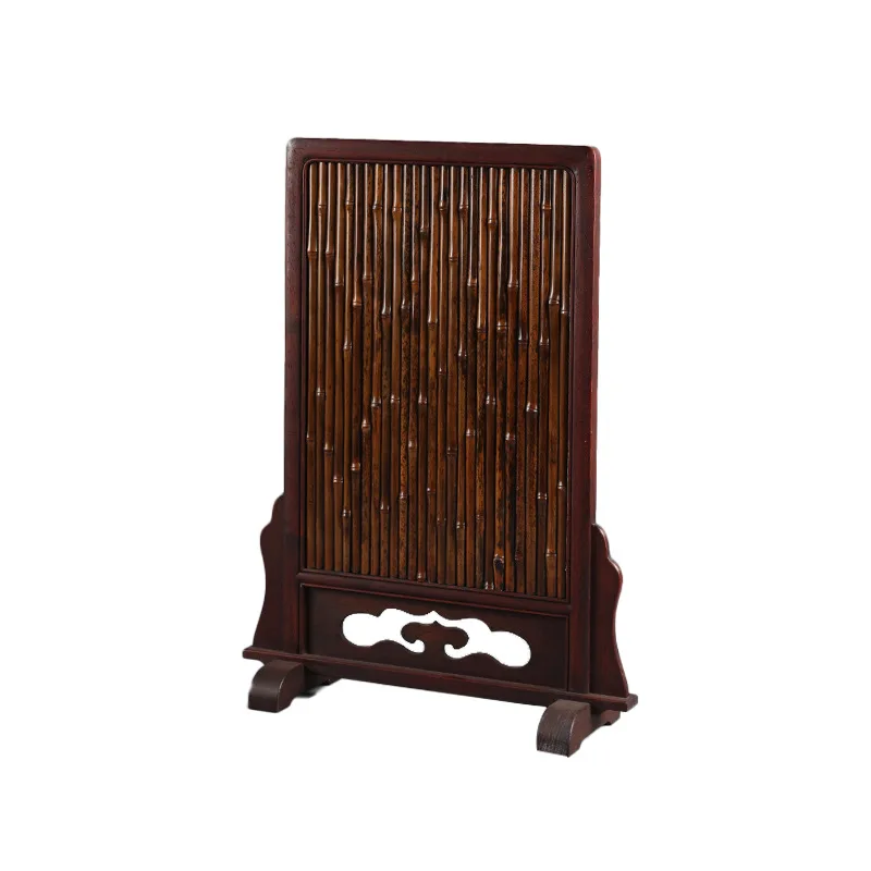 Merlot bamboo screen Chinese simple partition screen rosewood mobile blocking tea room decorative atmosphere tea ceremony