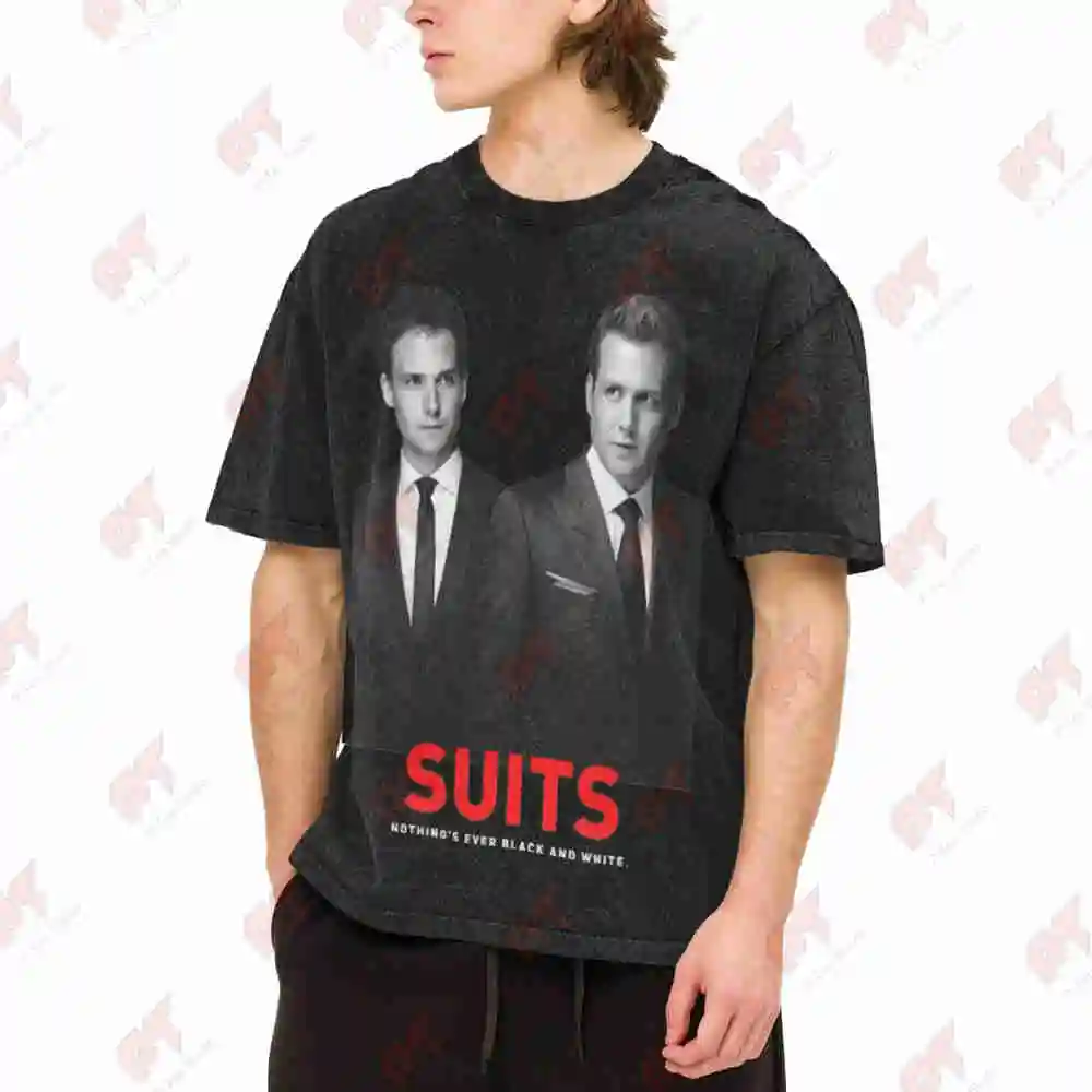 Harvey Specter Mike Ross Suits Vintage Washed Tee Pure Cotton T-Shirt