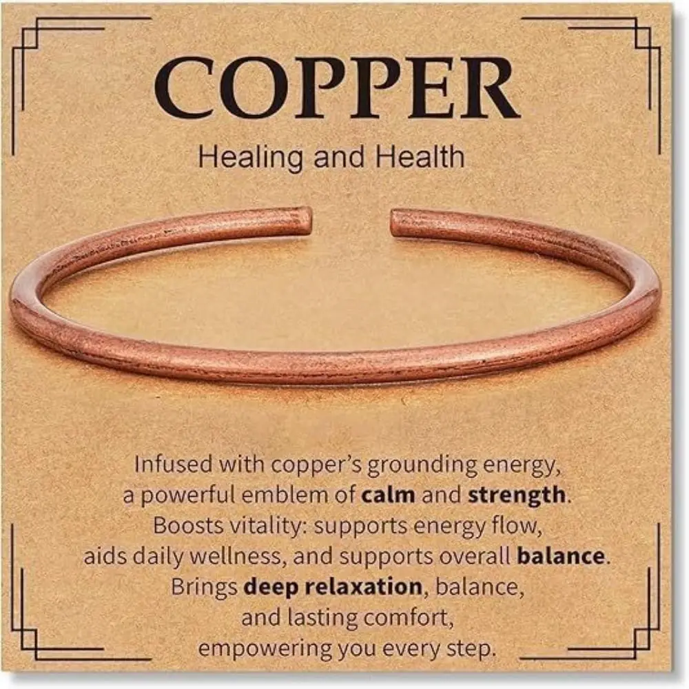 Pure Copper Copper Bracelet Adjustable Chunky Design Cuff Bracelet Waterproof Unisex Size Open Cuff Bracelet for Men and Women