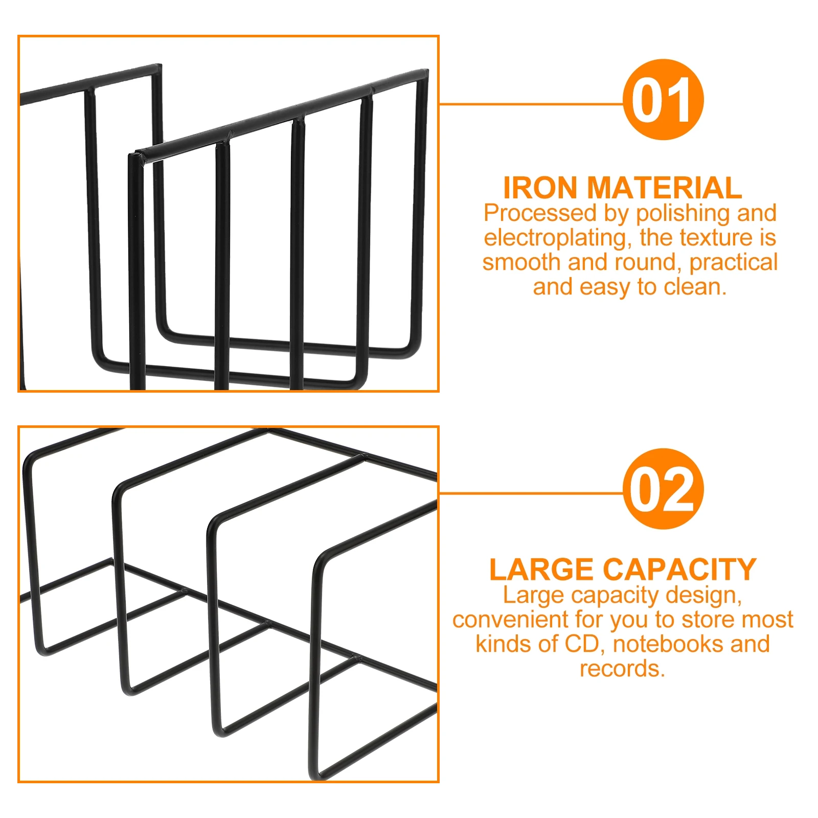 

Sturdy Iron Record Display Large Capacity Cd Storage Shelf Desktop Organizer Files Modern Decorative Office Bedroom