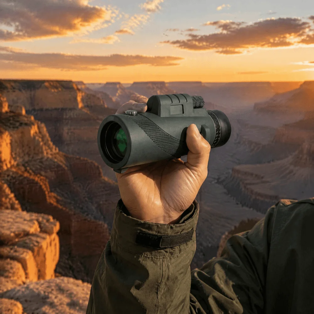 High Power Monocular Telescope Large Aperture 10X Handheld Monocular Ergonomically Shaped Low Light Vision Portable Monocular