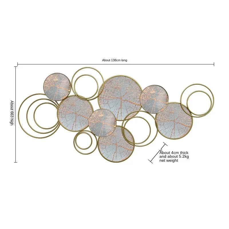 현대 금속 서클 벽 장식, 거실 장식, 유리 서클 장식품, 실내 벽 가구 도매