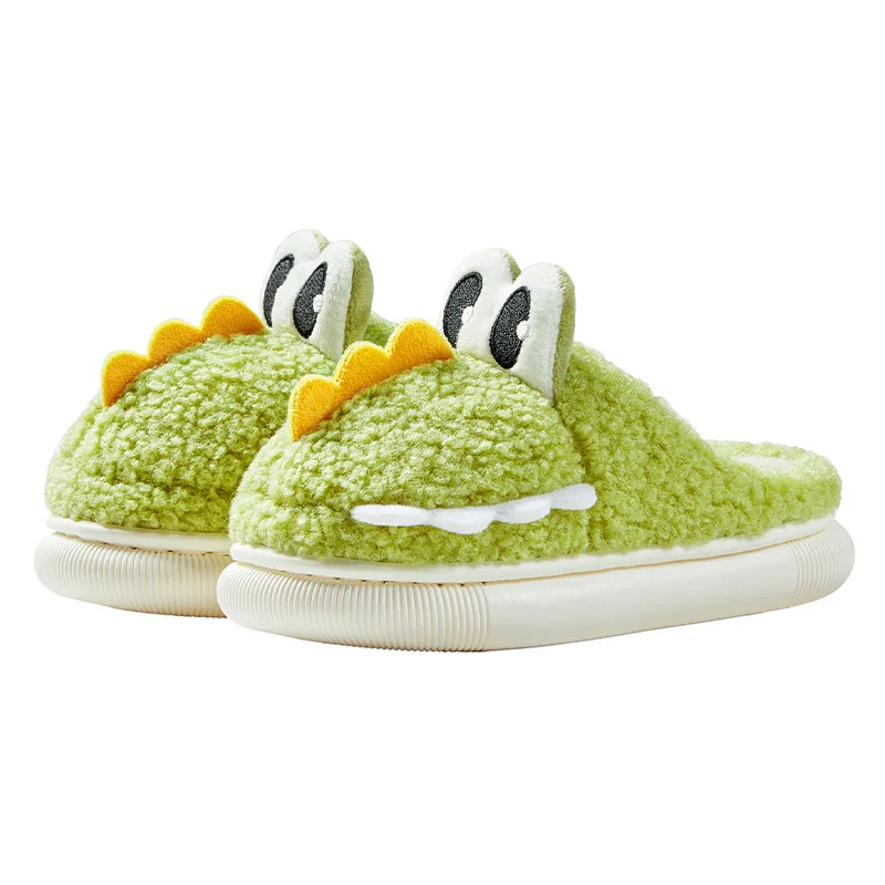2026 Kids Crocodile Cotton Slippers Boys Girls Winter Cute Dinosaur Warm Indoor House Slippers Family Parent‑child Casual